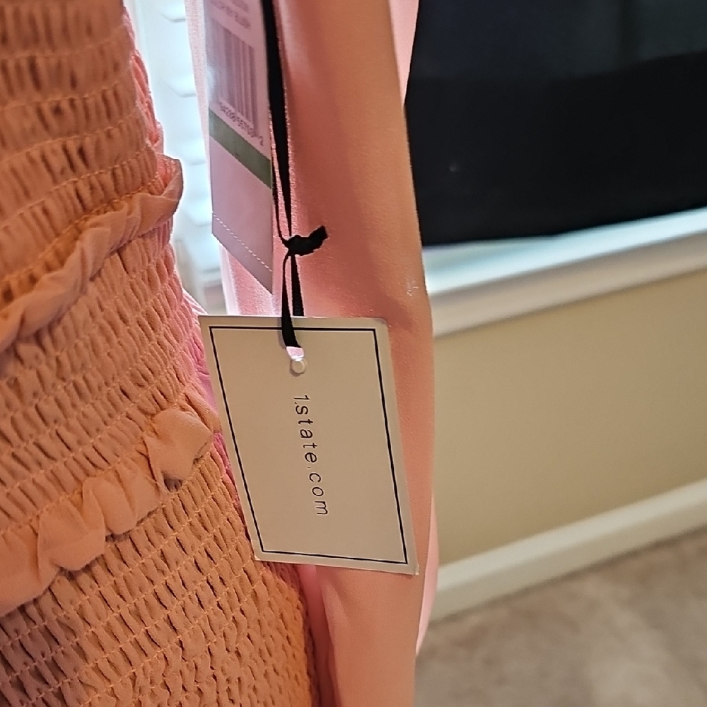 1.State Spring In Bloom Blush Pink Ruffle Dress (Size L) - Picture 4 of 9